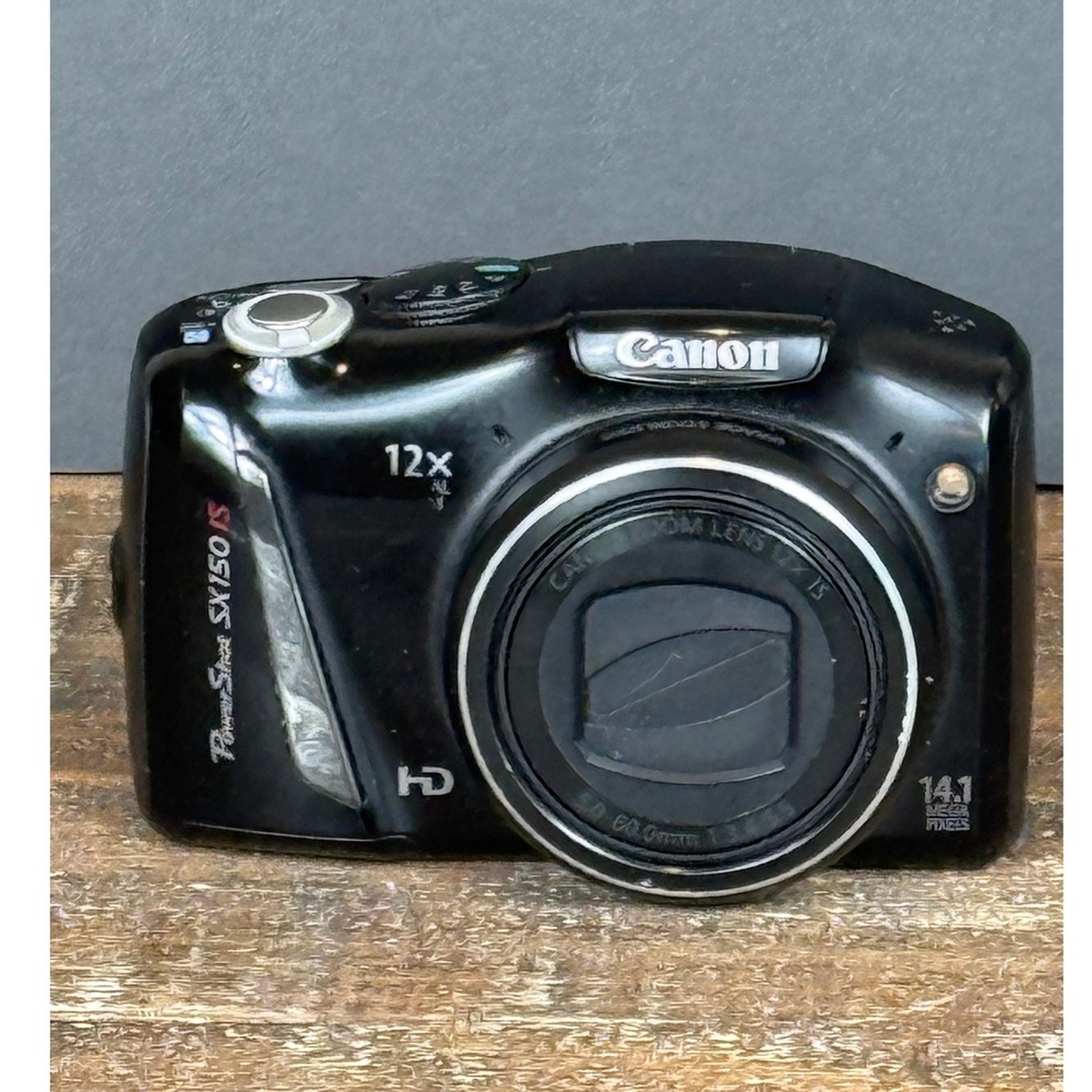 Canon PowerShot SX150 IS Digital Camera Black 12x Zoom 14.1MP HD Video Y2K Tech